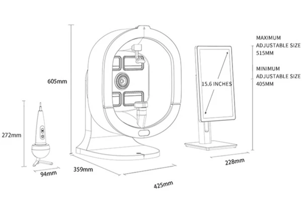Skin analyzer size design drawing
